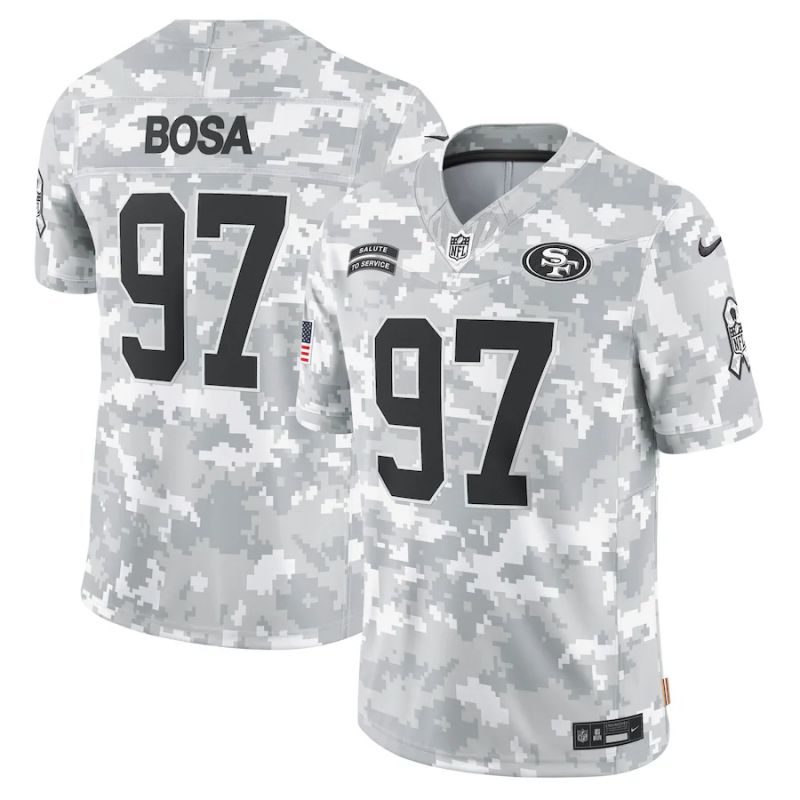 Men San Francisco 49ers #97 Bosa Nike Arctic Camo 2024 Salute to Service Limited NFL Jersey->women nfl jersey->Women Jersey